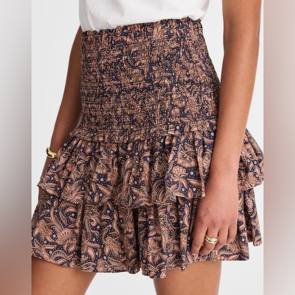 Madewell Tiered Mini Skirt Maya Paisley Baked Clay Size 10 NWT
